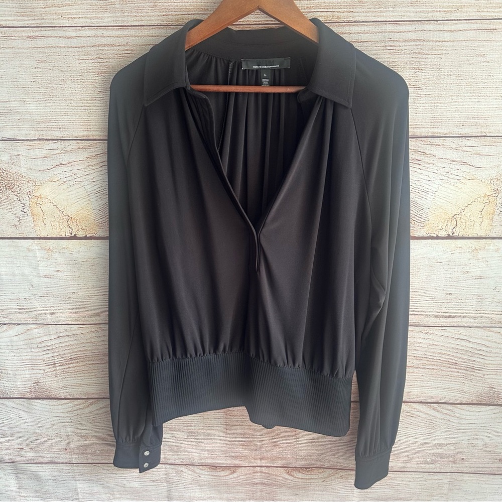 White House Black Market Charcoal Blouse